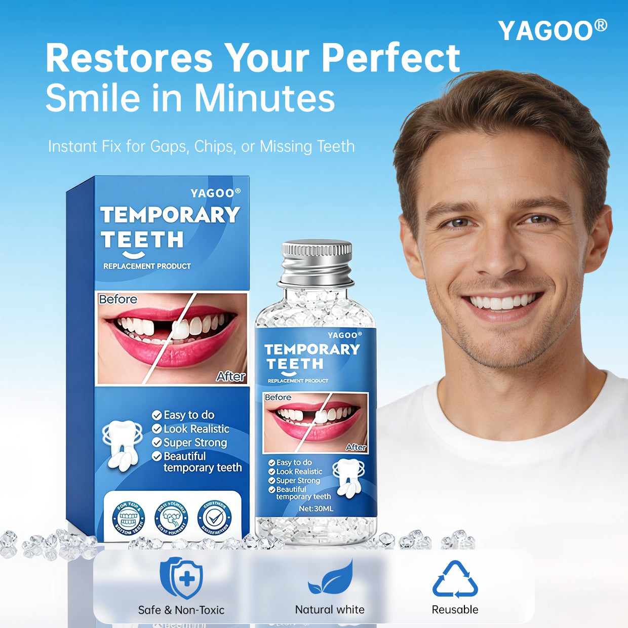 YAGOO® 3-Step Emergency Teeth Repair Kit (Natural White)