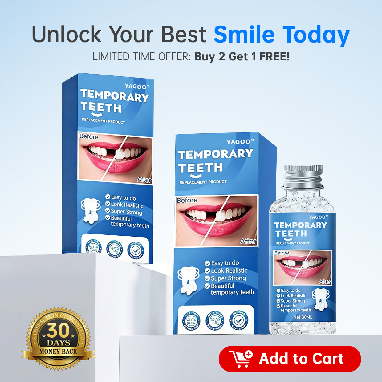 YAGOO® 3-Step Emergency Teeth Repair Kit (Natural White)